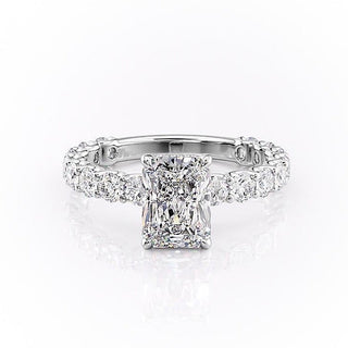 2.1 CT Radiant Cut Solitaire Pave Setting Moissanite Engagement Ring - Barbara Maison 