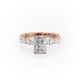 2.1 CT Radiant Cut Solitaire Pave Setting Moissanite Engagement Ring - Barbara Maison 