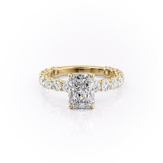 2.1 CT Radiant Cut Solitaire Pave Setting Moissanite Engagement Ring - Barbara Maison 