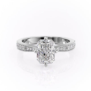 2.1 CT Radiant Cut Solitaire Pave Setting Moissanite Engagement Ring - Barbara Maison 