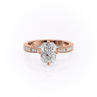 2.1 CT Radiant Cut Solitaire Pave Setting Moissanite Engagement Ring - Barbara Maison 