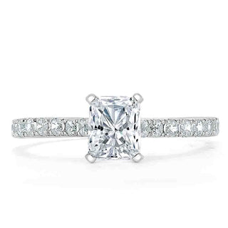 0.75 CT Radiant Cut Solitaire Pave Setting Engagement Ring - Barbara Maison 