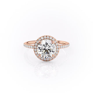 1.90 CT Round Cut Halo Pave Setting Moissanite Engagement Ring - Barbara Maison 