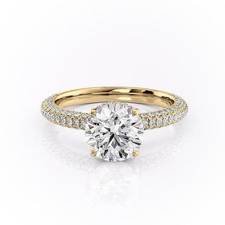 1.60 CT Round Cut Hidden Halo Triple Pave Moissanite Engagement Ring - Barbara Maison 