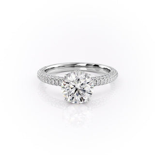 1.60 CT Round Cut Hidden Halo Triple Pave Moissanite Engagement Ring - Barbara Maison 