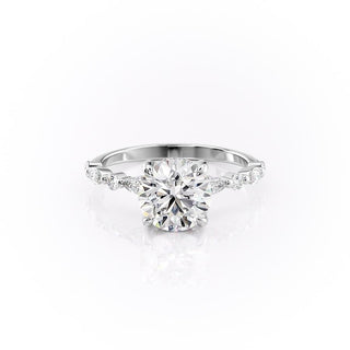 1.60 CT Round Cut Solitaire Pave Setting Moissanite Engagement Ring - Barbara Maison 