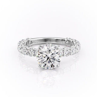 1.60 CT Round Cut Solitaire Pave Setting Moissanite Engagement Ring - Barbara Maison 