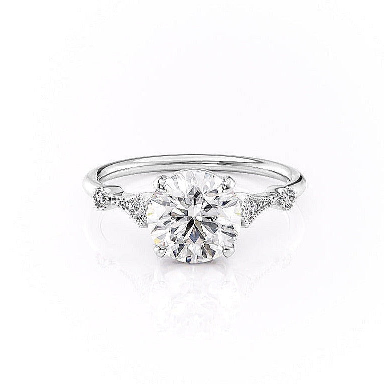 1.35 CT Round Cut Solitaire Moissanite Engagement Ring - Barbara Maison 