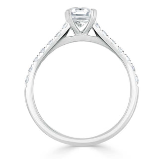 0.75 CT Radiant Cut Solitaire Pave Setting Engagement Ring - Barbara Maison 