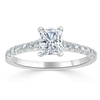 0.75 CT Radiant Cut Solitaire Pave Setting Engagement Ring - Barbara Maison 