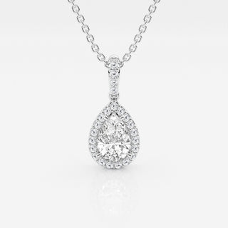 0.62 CT Pear Moissanite Diamond Halo Necklace - Barbara Maison 