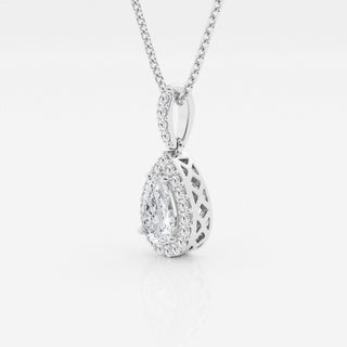 0.62 CT Pear Moissanite Diamond Halo Necklace - Barbara Maison 