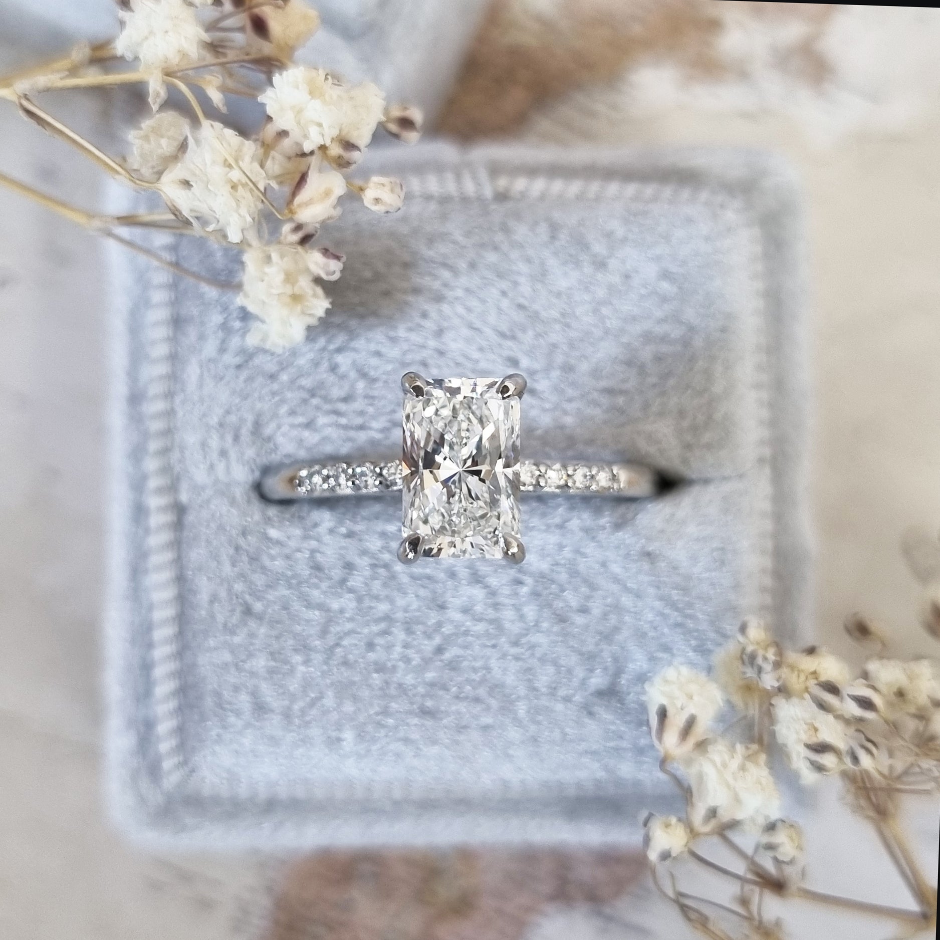 1.51 CT Radiant Hidden Halo F/VS1 Lab Grown Diamond Engagement Ring - Barbara Maison 