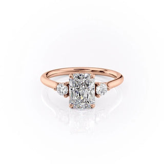 2.10 CT Radiant Cut Three Stone Style Moissanite Engagement Ring - Barbara Maison 