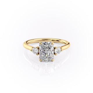 2.10 CT Radiant Cut Three Stone Style Moissanite Engagement Ring - Barbara Maison 