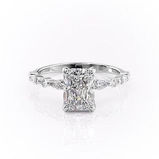 2.1 CT Radiant Cut Solitaire Pave Setting Moissanite Engagement Ring - Barbara Maison 