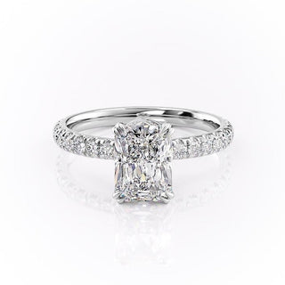 2.0 CT Radiant Cut Solitaire Pave Setting Moissanite Engagement Ring - Barbara Maison 