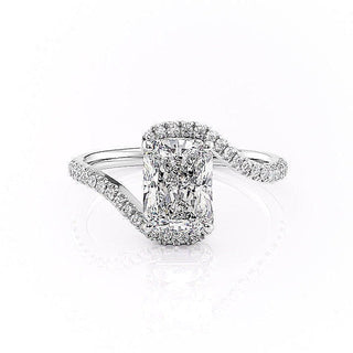 2.0 CT Radiant Cut Solitaire By Pass Setting Moissanite Engagement Ring - Barbara Maison 