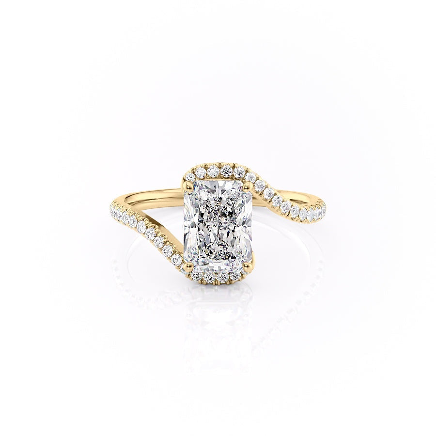 2.0 CT Radiant Cut Solitaire By Pass Setting Moissanite Engagement Ring - Barbara Maison 