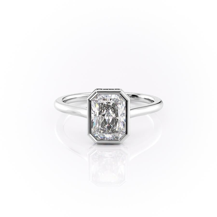 2.1 CT Radiant Cut Bezel Solitaire Moissanite Engagement Ring - Barbara Maison 