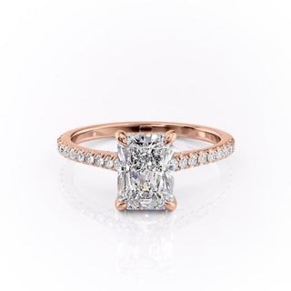 2.10 CT Radiant Cut Pave Setting Moissanite Engagement Ring - Barbara Maison 