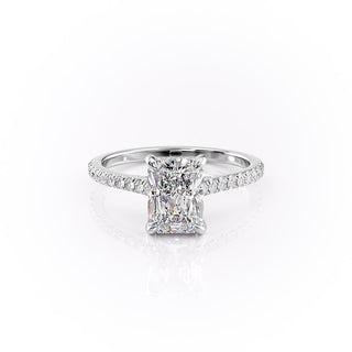 2.10 CT Radiant Cut Pave Setting Moissanite Engagement Ring - Barbara Maison 