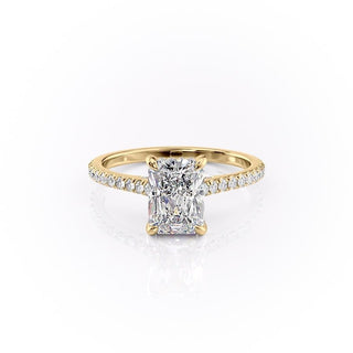 2.10 CT Radiant Cut Pave Setting Moissanite Engagement Ring - Barbara Maison 