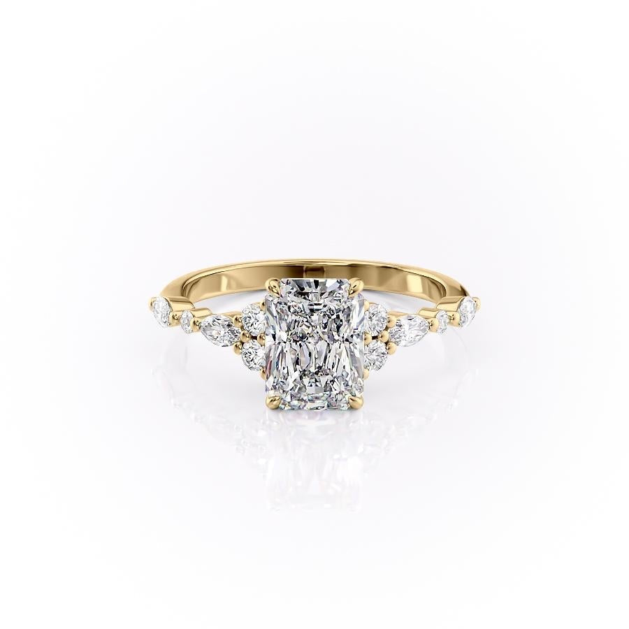 2.0 CT Radiant Cut Cluster Moissanite Engagement Ring - Barbara Maison 