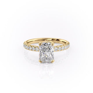 2.0 CT Radiant Cut Solitaire Pave Setting Moissanite Engagement Ring - Barbara Maison 