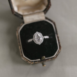 0.84 CT Oval Cut Halo & Pave Moissanite Engagement Ring - Barbara Maison 