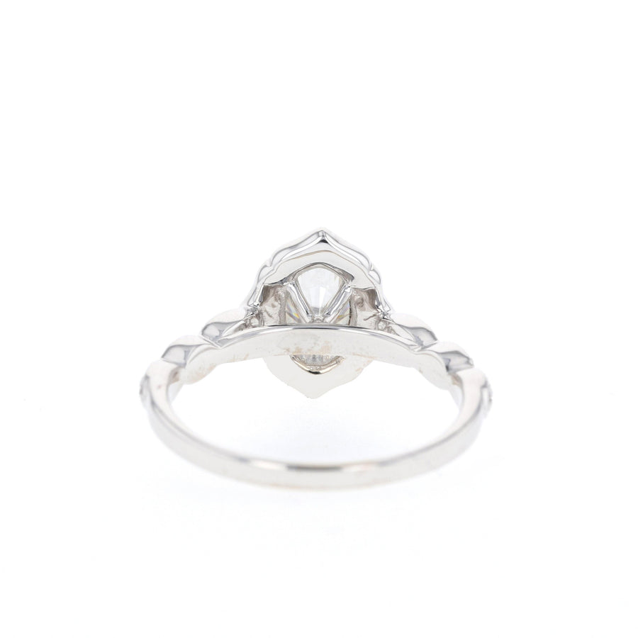 0.84 CT Oval Cut Halo & Pave Moissanite Engagement Ring - Barbara Maison 