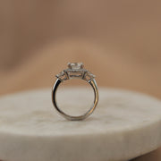 0.96 CT Cushion Cut 3 Stones Moissanite Engagement Ring - Barbara Maison 