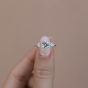 0.96 CT Cushion Cut 3 Stones Moissanite Engagement Ring - Barbara Maison 
