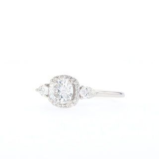 0.96 CT Cushion Cut 3 Stones Moissanite Engagement Ring - Barbara Maison 