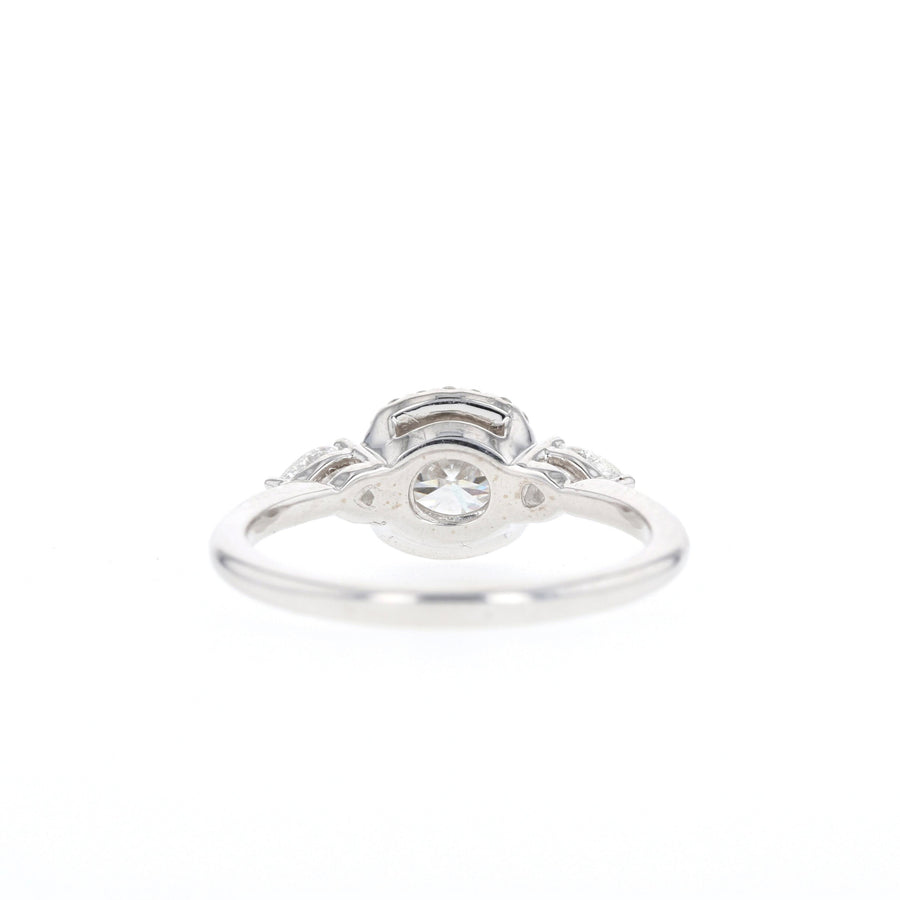 0.96 CT Cushion Cut 3 Stones Moissanite Engagement Ring - Barbara Maison 