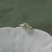 0.96 CT Cushion Cut 3 Stones Moissanite Engagement Ring - Barbara Maison 