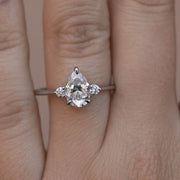 1.33 CT Pear Cut 3 Stones Moissanite Engagement Ring - Barbara Maison 