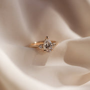 1.33 CT Pear Cut 3 Stones Moissanite Engagement Ring - Barbara Maison 