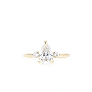 1.33 CT Pear Cut 3 Stones Moissanite Engagement Ring - Barbara Maison 