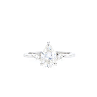 1.33 CT Pear Cut 3 Stones Moissanite Engagement Ring - Barbara Maison 