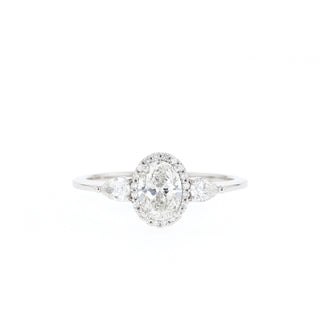 0.84-1.33 CT Oval Cut 3 Stones Moissanite Engagement Ring - Barbara Maison 