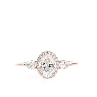 0.84-1.33 CT Oval Cut 3 Stones Moissanite Engagement Ring - Barbara Maison 