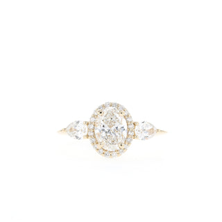 0.84-1.33 CT Oval Cut 3 Stones Moissanite Engagement Ring - Barbara Maison 