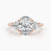 2.7ct Oval F- VS 3 Stones Diamond Engagement Ring