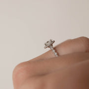 0.84-1.91 CT Oval Cut Halo & Pave Moissanite Engagement Ring - Barbara Maison 