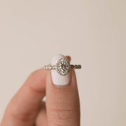 0.84-1.91 CT Oval Cut Halo & Pave Moissanite Engagement Ring - Barbara Maison 