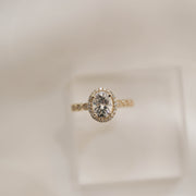 0.84-1.91 CT Oval Cut Halo & Pave Moissanite Engagement Ring - Barbara Maison 