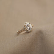 0.84-1.91 CT Oval Cut Halo & Pave Moissanite Engagement Ring - Barbara Maison 