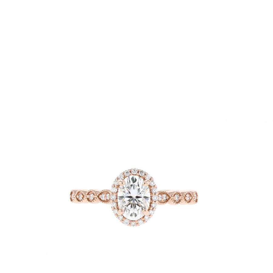 0.84-1.91 CT Oval Cut Halo & Pave Moissanite Engagement Ring - Barbara Maison 