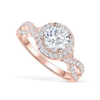 1.50 CT Oval Cut Halo Twisted Pave Moissanite Engagement Ring - Barbara Maison 